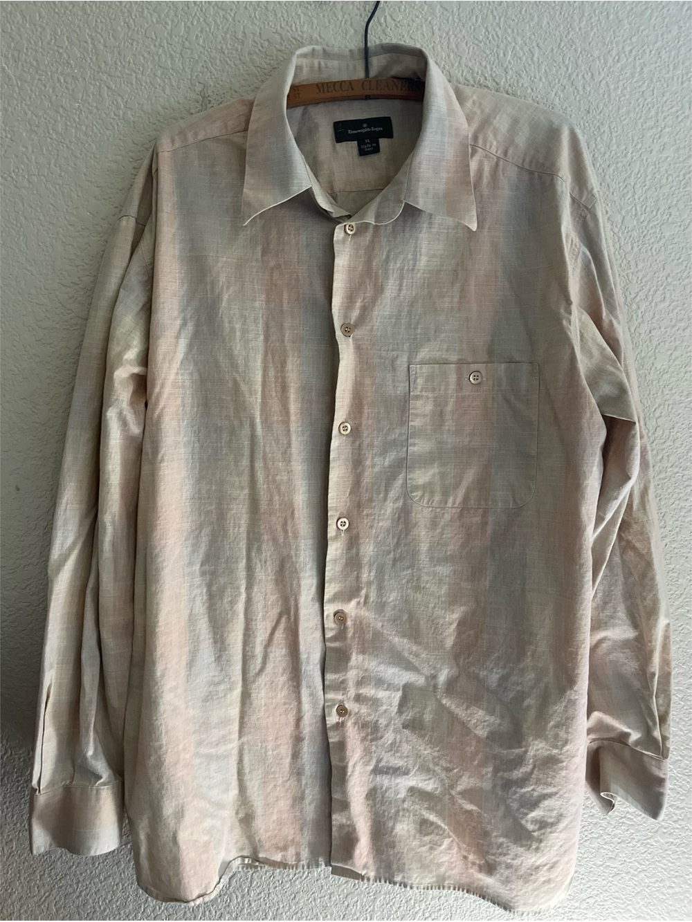 Ermenegildo Zegna Cotton Linen Blend Plaid Button Down Men’s Size XL